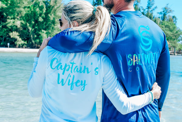Captain's Wifey - Scoop Performance UPF Long Sleeve - White