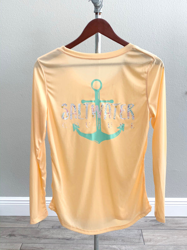 Floral Logo - Scoop Neck Performance - Peach -