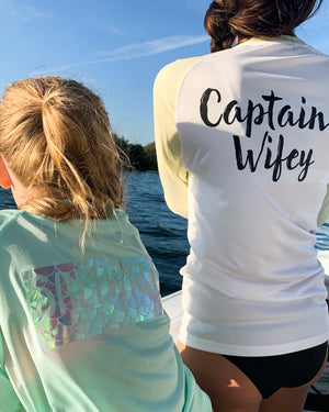 "Captain's Wifey" Raglan Performance UPF Yellow Long Sleeve