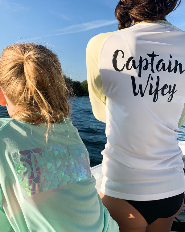 "Captain's Wifey" Raglan Performance UPF Yellow Long Sleeve